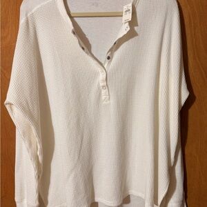 Chic Cream Waffle Knit Blouse